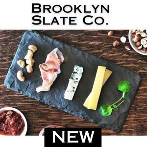 NEW Brooklyn Slate Co. Charcuterie Cheese Board Rustic Stone Gray USA 12" x 7"